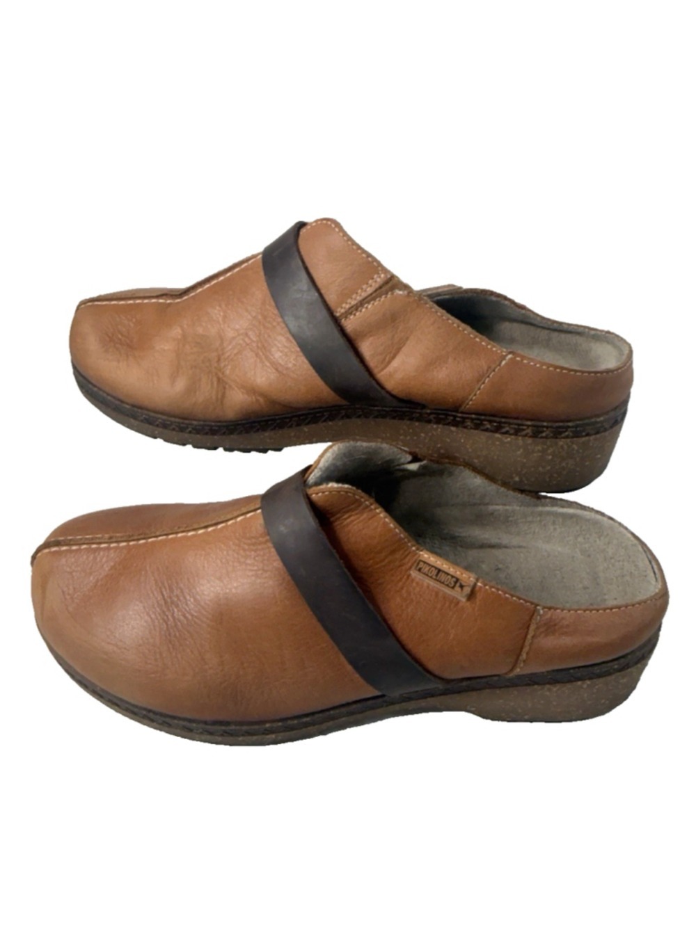 Pikolinos Leather Clogs Granada Almond Slip on Wedge Shoes Size 8